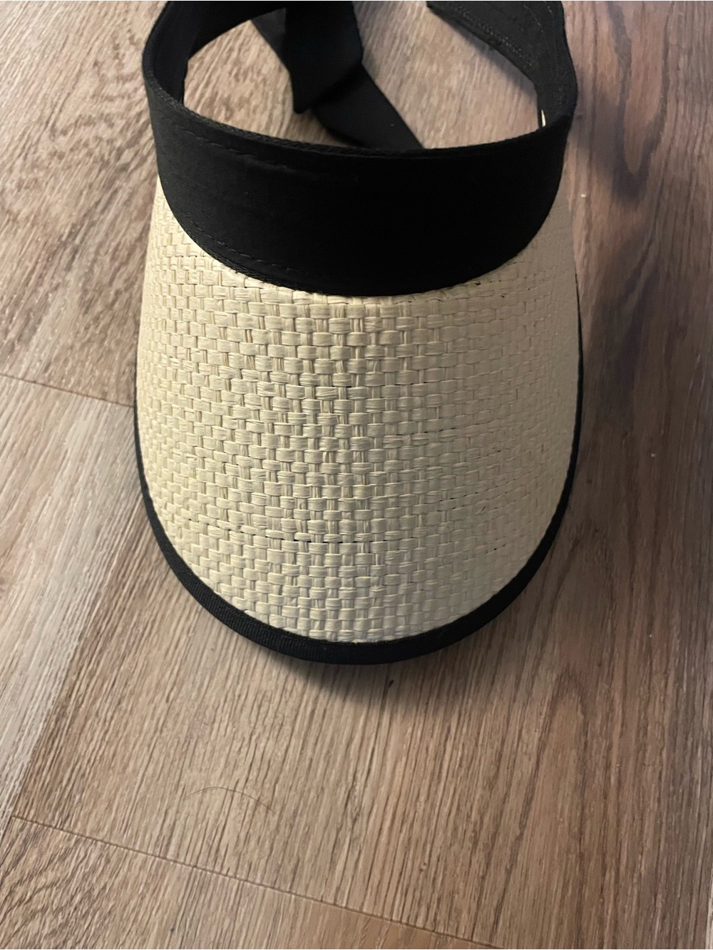 Woven Straw Visor with Black Trim